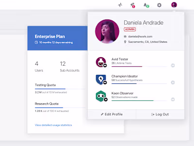 VWO Profile Dropdown