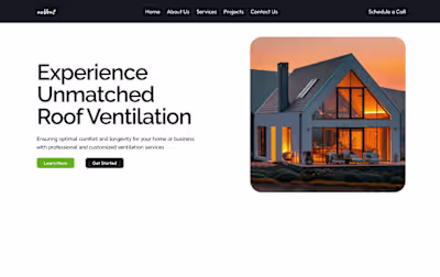Landing Page in Figma for Housing Vent Systems