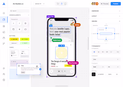 Intuitive No-Code Mobile App Builder Design