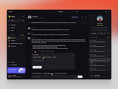 AI Chat with Character Dashboard Design