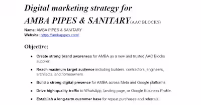 Digital Marketing Strategy for AMBA PIPES & SANITARY