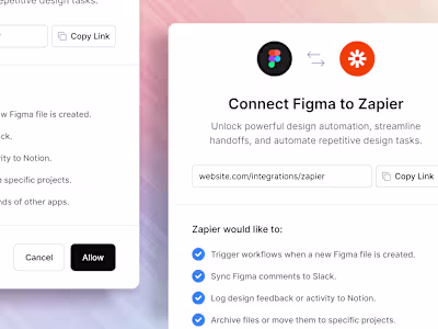 Connect app modal. Designed to make integrations a breeze.