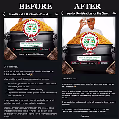 Enhancing Vendor Communication for Gino World Jollof Festival