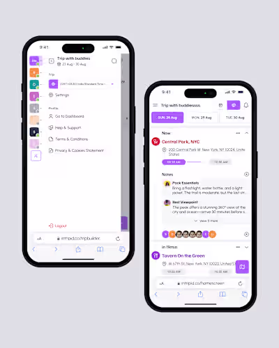 Notes, participants, timing.
Trips fail when