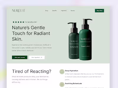 NURELLE Sensitive Skin DTC Landing Page with PageDeck