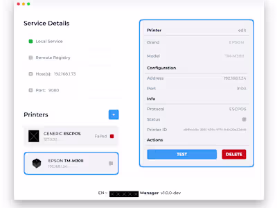 Fiscal printer microservice + Electron app