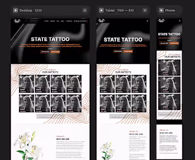 Tattoo Shop Modern Web Design