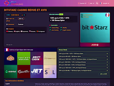 Développement de l'UX Design pour l'Online Casino Bitstarz