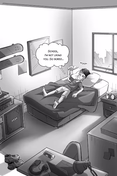 Black and White Teenager Comic
