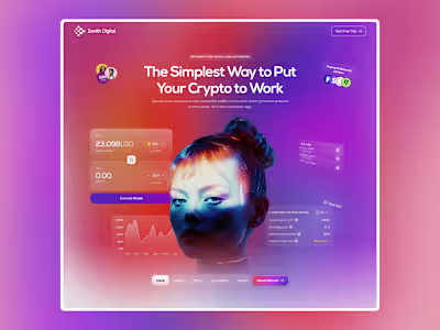 Hero section design for Zenith Digital! A platform merging B...