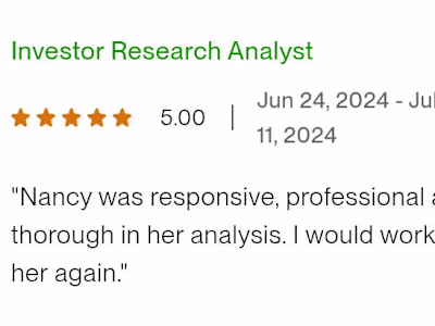 Investor Research Analyst for a cybersecurity startup