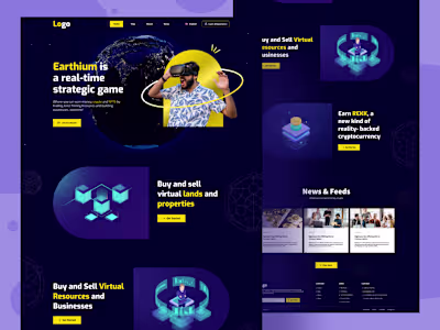 AR VR Game Website Home page.