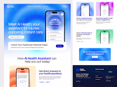 AI Health Assistant Landing Page Design