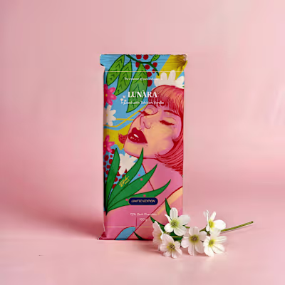LUNARA Chocolate Bar Packaging Illustration