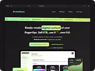 AssetBay PLR Digital Assets Marketplace Landing Page Design