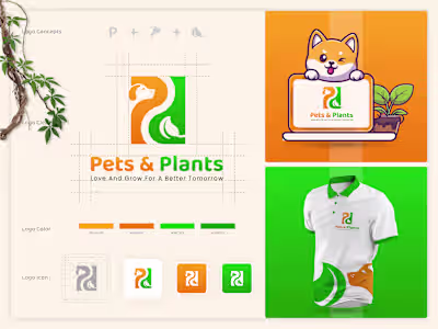 Letter P Pets and Plants Logo Design Brand Identity: Behance