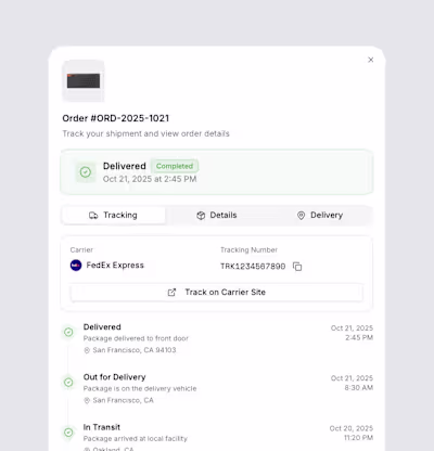 Shipment Tracking dialog component ✨