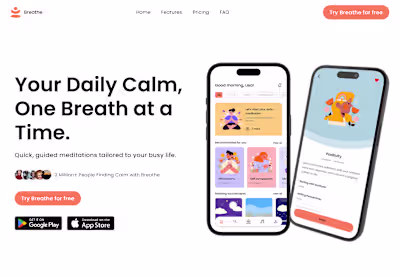 Breathe (meditation app) landing page