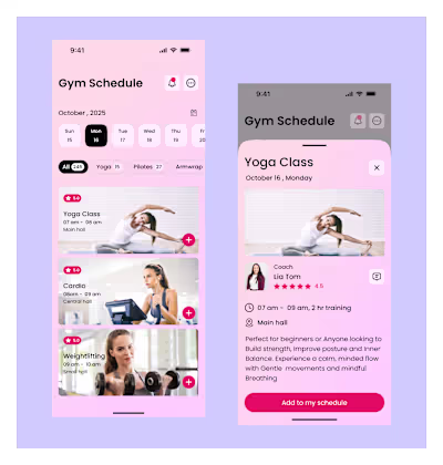 Gym Schedule Section