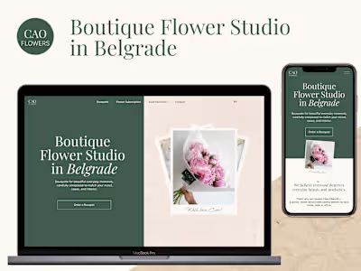 Boutique Flower Studio Landing Page Design