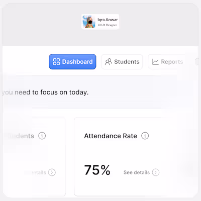 Student progress dashboard design