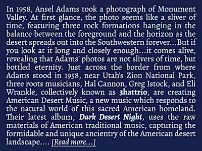Artist Bio: 3hattrio - Dark Desert Night (2015)