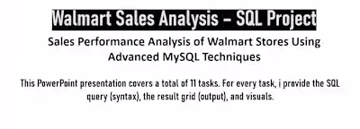 Walmart sales analysis using SQL