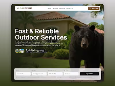 Landing Page Design for All Claws Outdoors