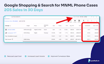 205 Sales in 30 Days w Google Shopping & Search Combo