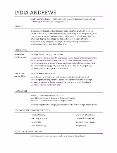 Paralegal Resume Writing