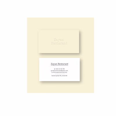 Business Card Design for Zayan Restaurant