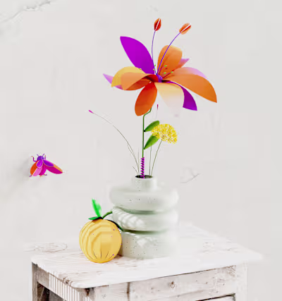 Stills I made last year with cinema4D and papercraft flowers 🎉