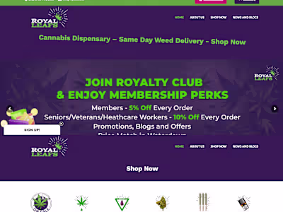 E Commerce Store Development for Royal Leafs Cannabis