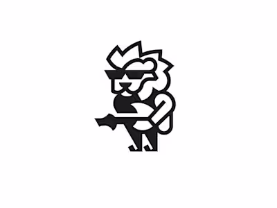 Lion Rockstar Logo fuses the power of a lion with the bold e...