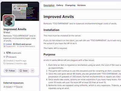 Improved Anvils - Minecraft Mod
