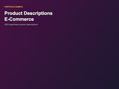 Product Descriptions — E-Commerce