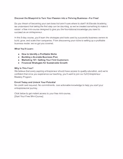 Lead Magnet for Online Course - Landing Page