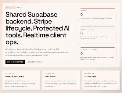 AI Freelancer Ops: Backend-First SaaS on Supabase + Stripe