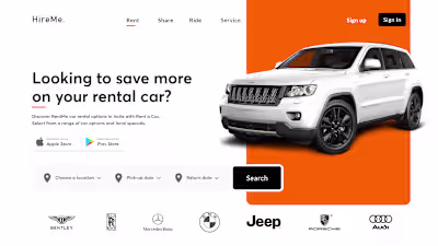 HireMe. – A website for taking Luxurious cars for rent