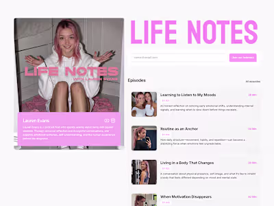 Life Notes - Podcast Website Concept