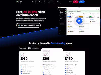 Framer site - Close.com