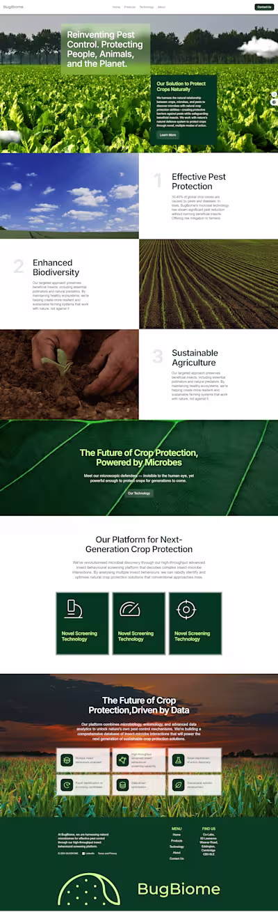 BugBiome Website Design for Investor Engagement