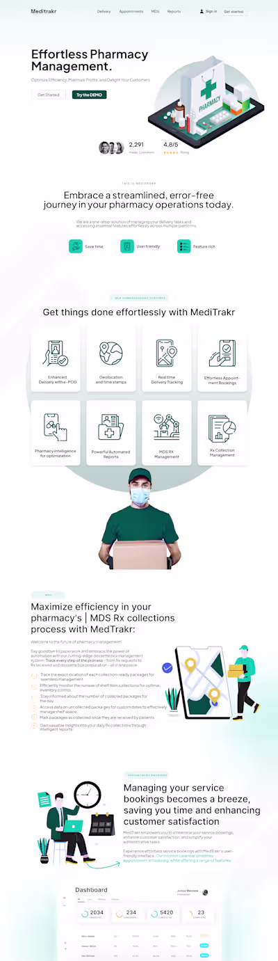 Medtrakr SaaS Landing Page UI/UX