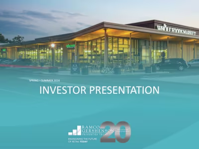 20th Anniversary Investor Presentation