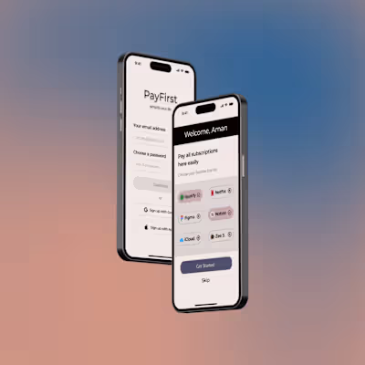 PayFirst: A subscription management app designed in Figma