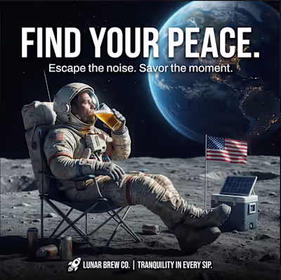 Prompt I used for a beer ad: "I wanna see an astronaut drink...