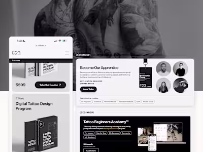 c23 Labs · Private Tattoo Mentorship — Framer Web Dev 💻