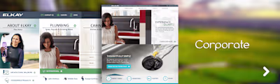 Elkay's digital properties displaying manufacturing products.