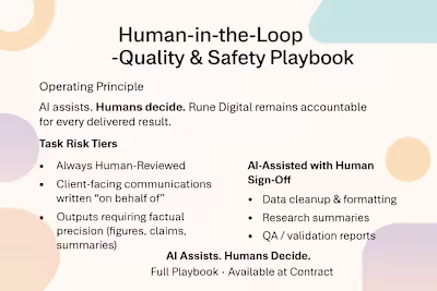 A documented quality and safety framework.