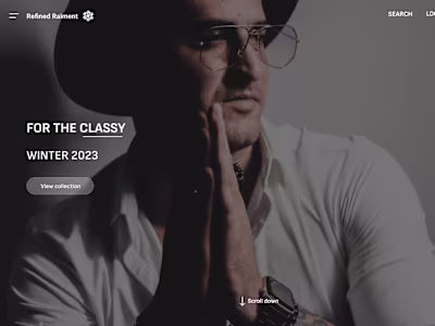 Refined Raiment (Landing page) design